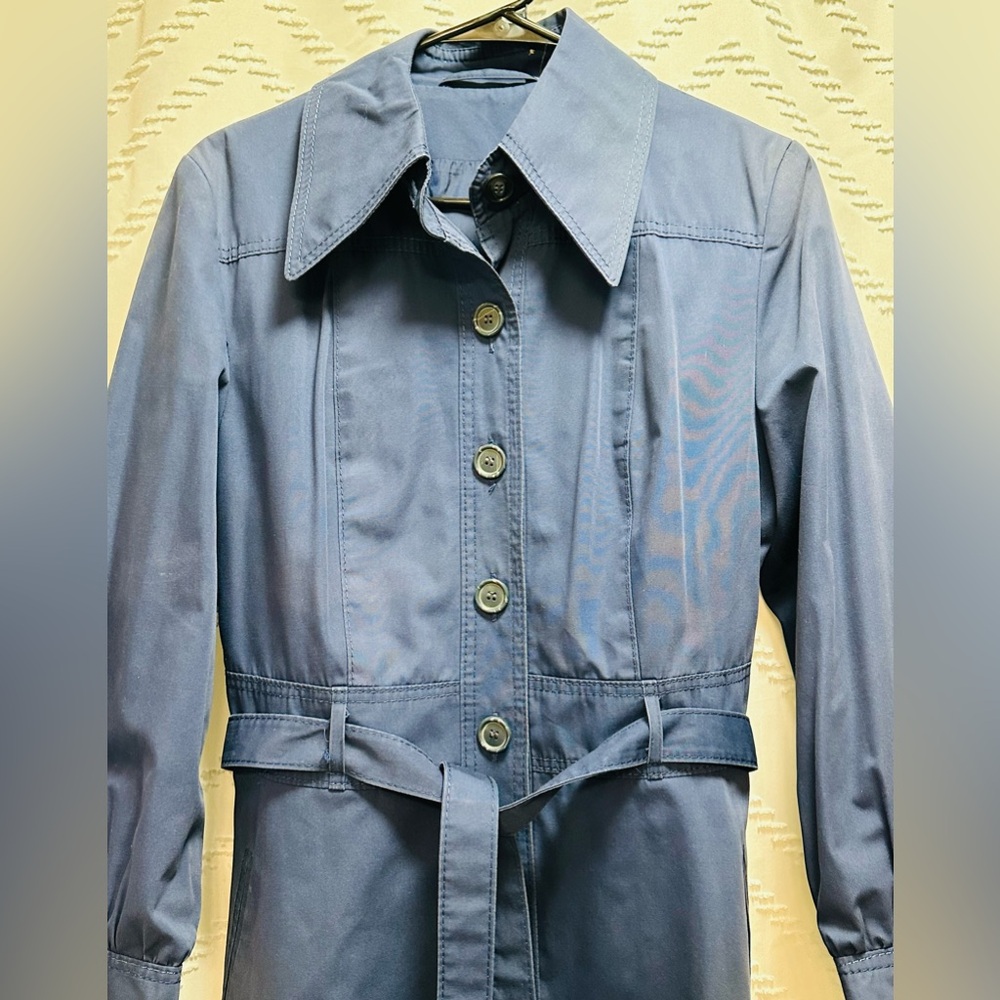 Vintage Navy Blue Trench Coat with Belt
